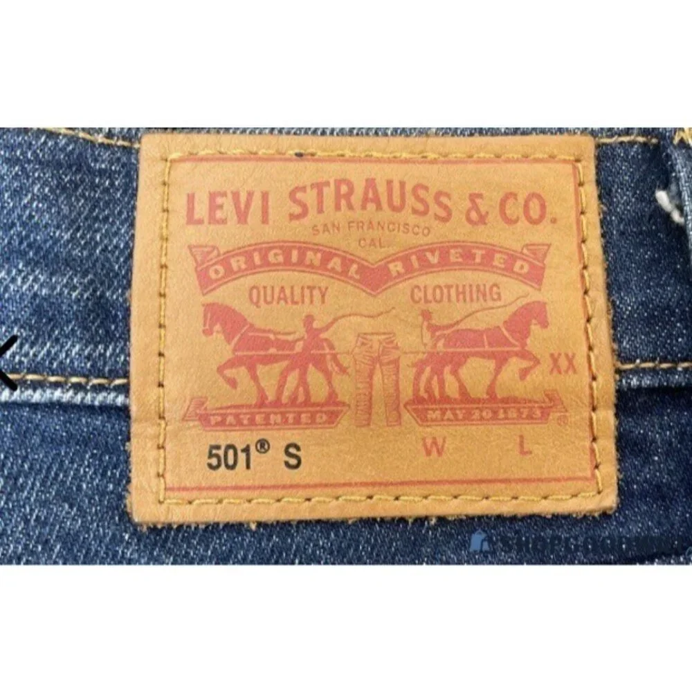 Levi 501 Jeans Mens‎ Blue Button Fly Frayed Ankle Size 26/28